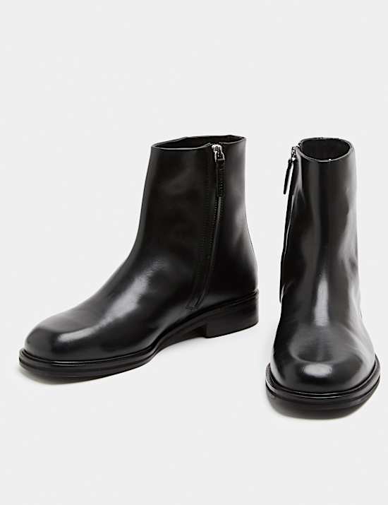 Leather Square Toe Boots