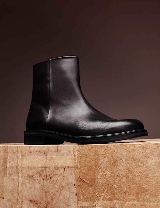 Leather Square Toe Boots