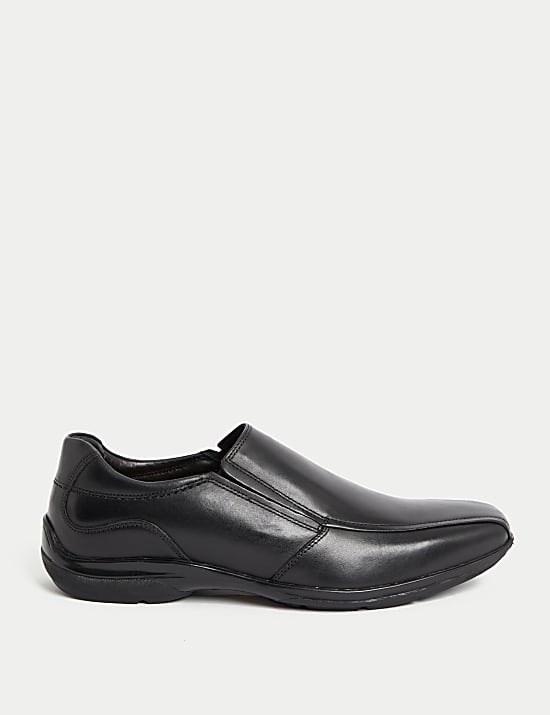 Marks Spencer Airflex Leather Slip on Shoes Black 8.5