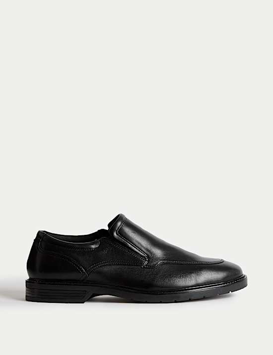 Wide Fit Leather Slip-On Shoes