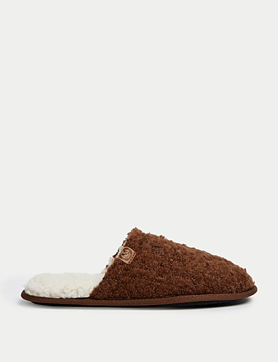 Fleece Lined Mule Slippers with Freshfeet&trade;