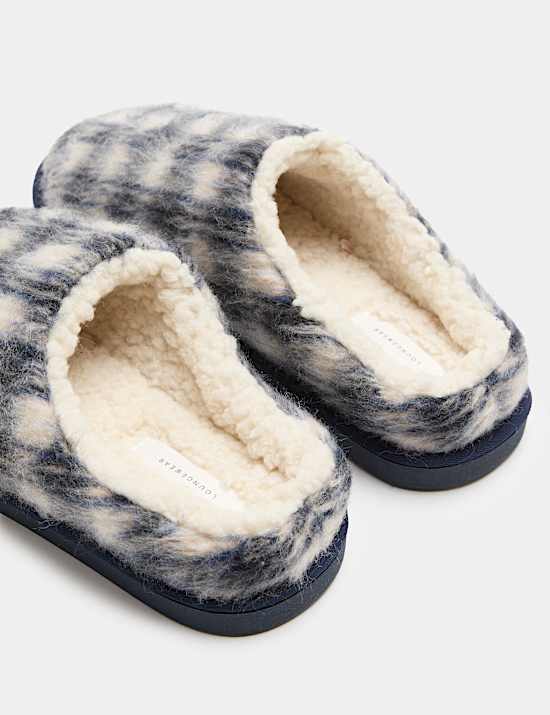 Brushed Checked Mule Slippers with Freshfeet&trade;