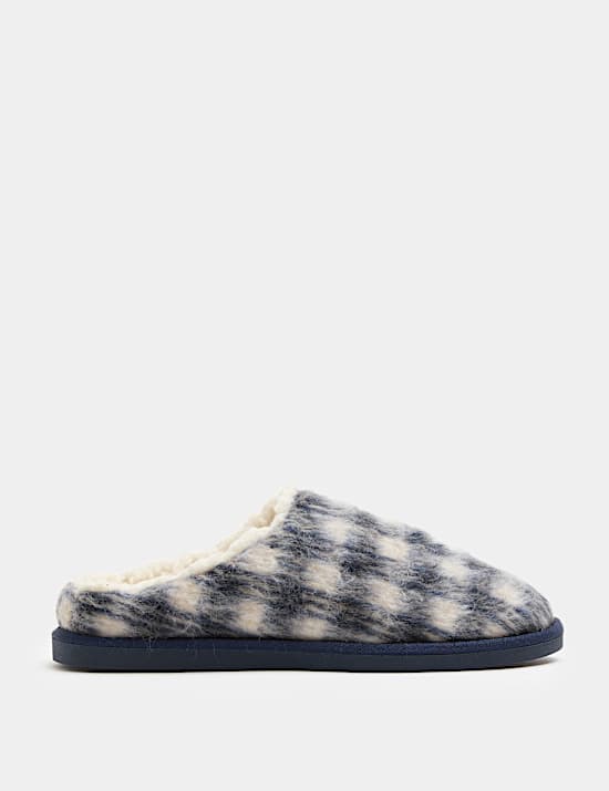 Brushed Checked Mule Slippers with Freshfeet&trade;