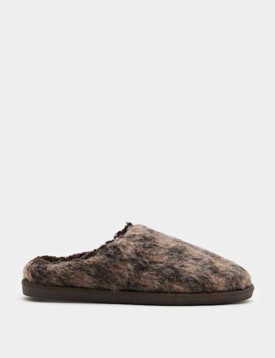 Brushed Checked Mule Slippers with Freshfeet&trade;