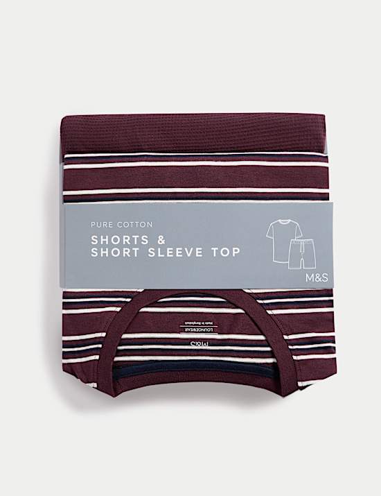 Pure Cotton Waffle Striped Pyjama Set