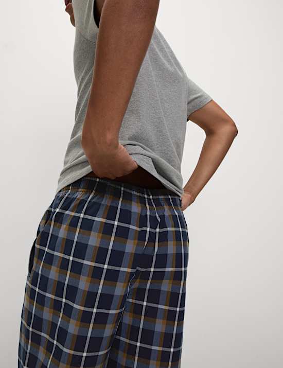 Pure Cotton Henley Checked Pyjama Set