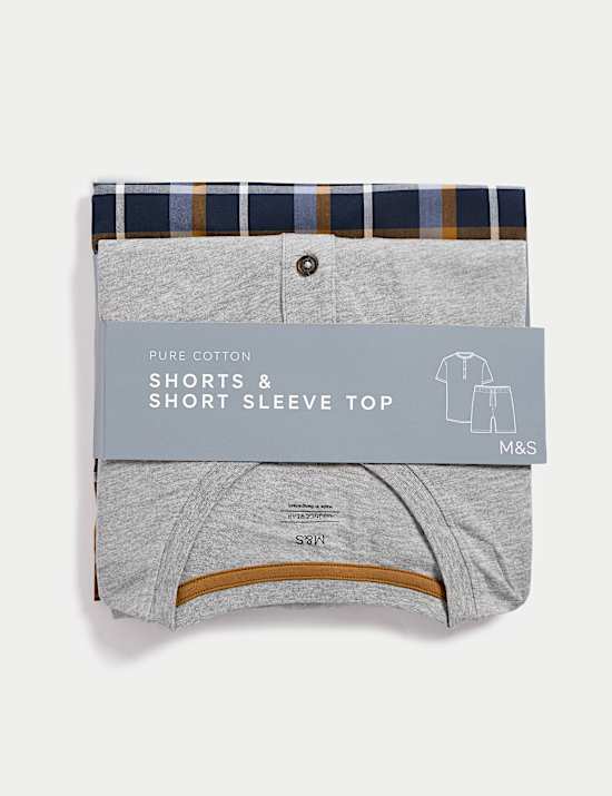 Pure Cotton Henley Checked Pyjama Set