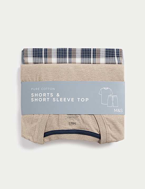 Ensemble pyjama 100 % coton à carreaux couleur neutre