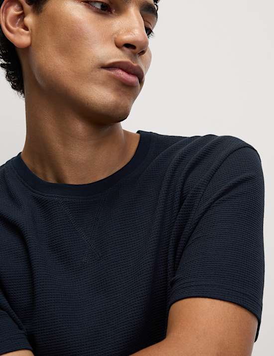 Pure Cotton Waffle Striped Pyjama Set