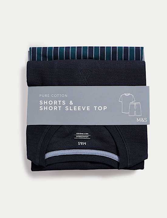 Pure Cotton Waffle Striped Pyjama Set