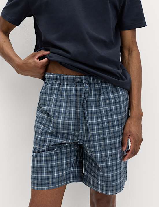 Pure Cotton Henley Checked Pyjama Set