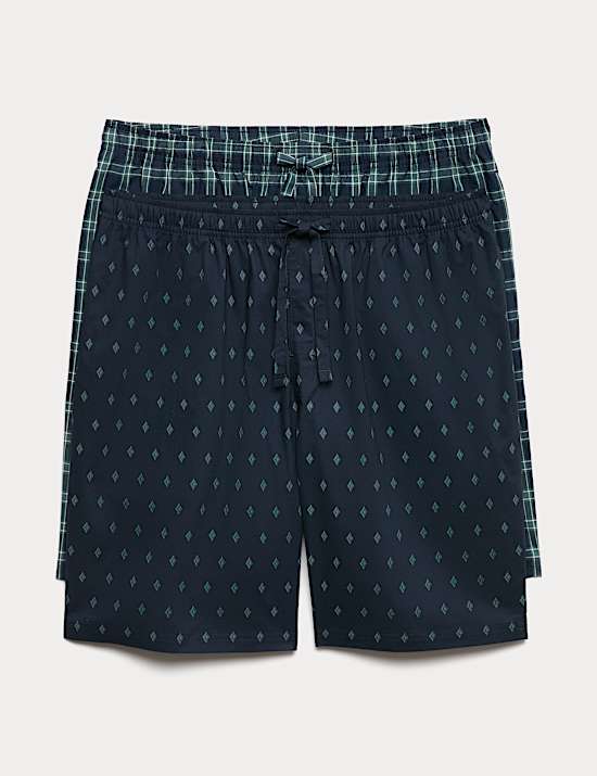 2 Pack Pure Cotton Pyjama Shorts