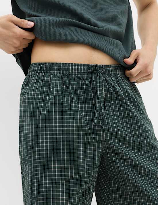 Cotton Rich Waffle Checked Pyjama Set