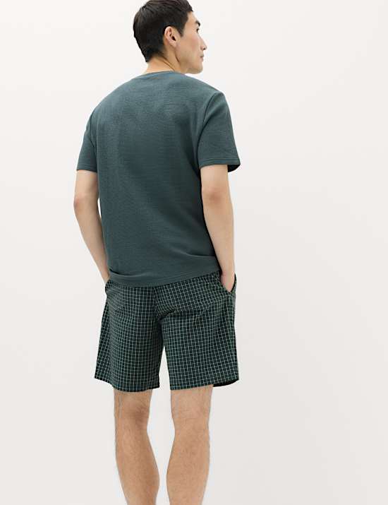 Cotton Rich Waffle Checked Pyjama Set