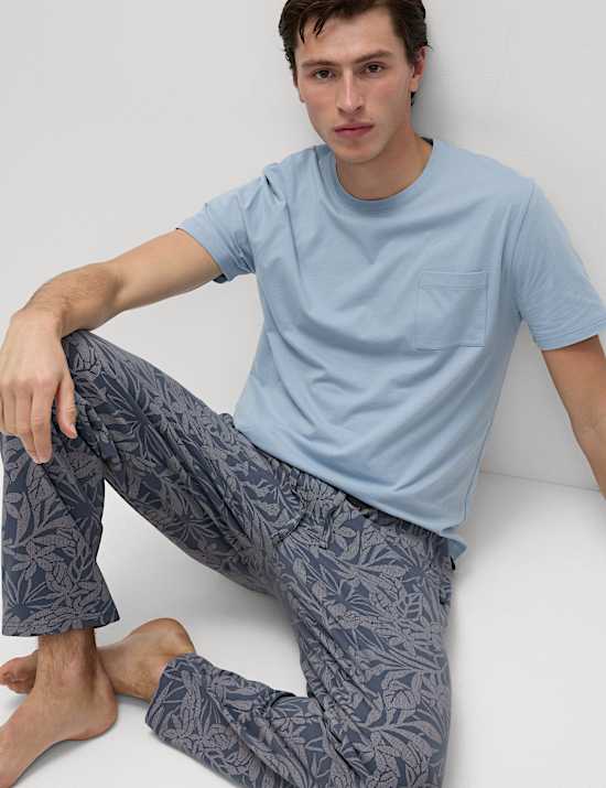 Pure Cotton Palm Print Pyjama Set