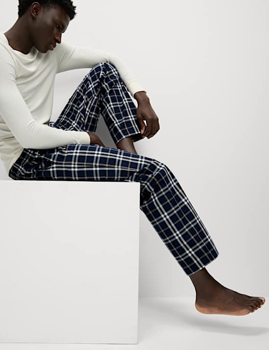 2pk Pure Cotton Checked Pyjama Bottoms