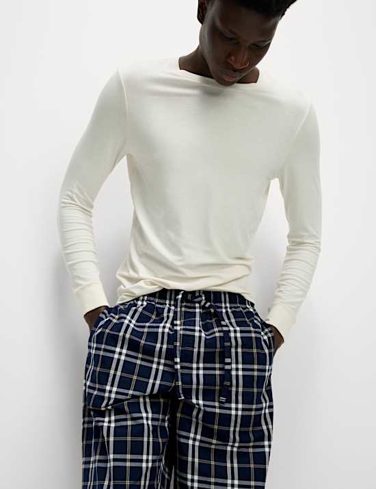 2pk Pure Cotton Checked Pyjama Bottoms