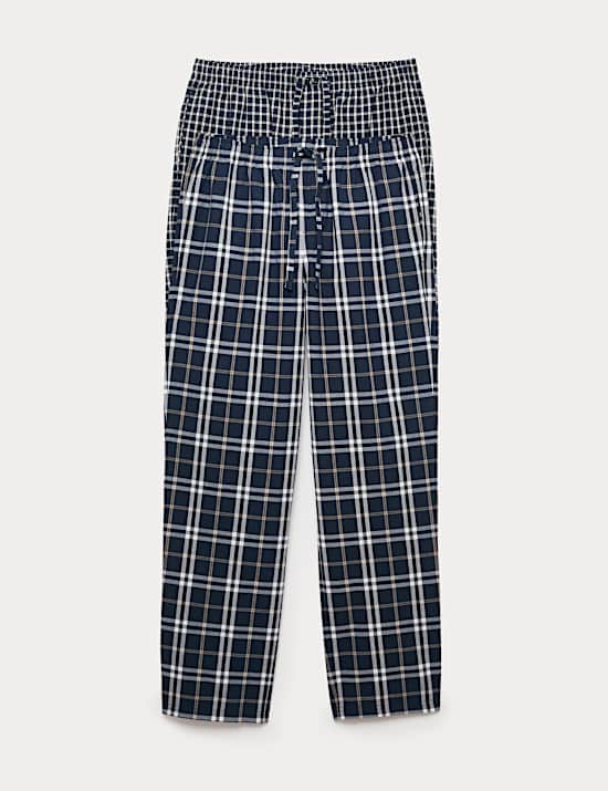 2pk Pure Cotton Checked Pyjama Bottoms
