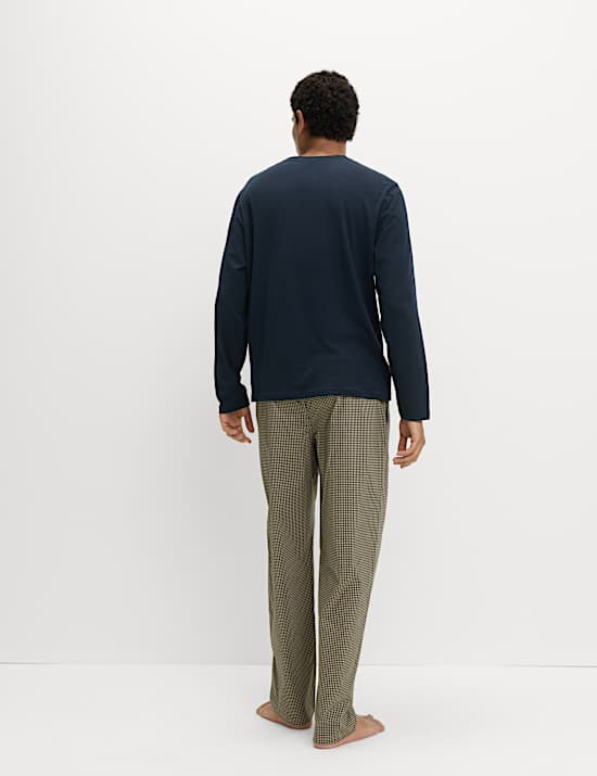 Ensemble pyjama 100 % coton à motif pied-de-poule