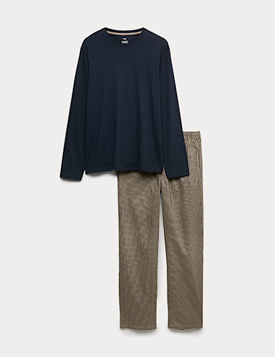 Ensemble pyjama 100 % coton à motif pied-de-poule