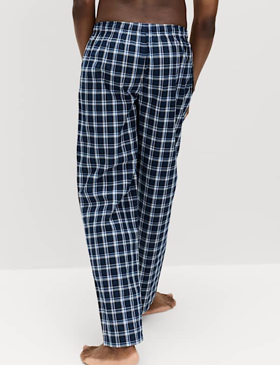 2pk Pure Cotton Checked Pyjama Bottoms