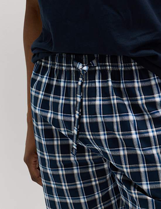 2pk Pure Cotton Checked Pyjama Bottoms