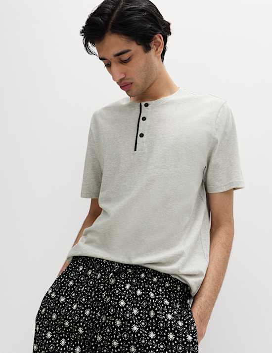 Pure Cotton Eid Printed Henley Pyjama Set