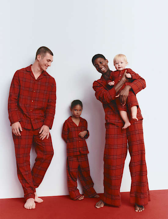 Pure Cotton Checked Christmas Family Pyjamas