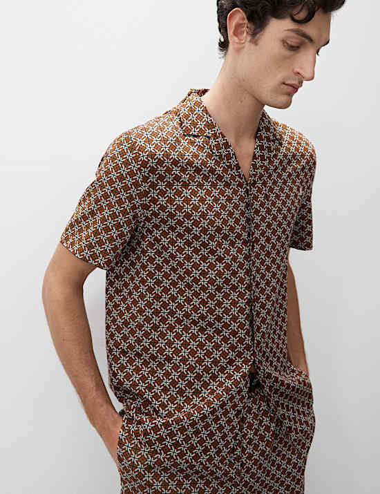 Cotton Rich Geometric Print Pyjama Top