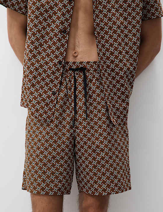 Cotton Rich Geometric Print Pyjama Shorts