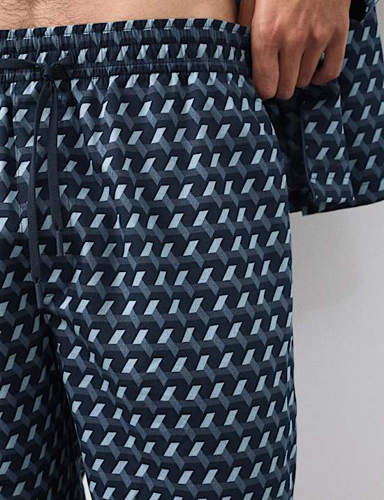 Haut de pyjama en coton avec imprimé géométrique