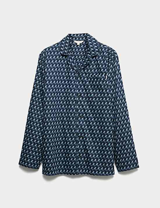 Haut de pyjama en coton avec imprimé géométrique