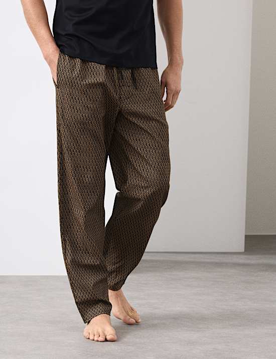 Bas de pyjama en coton à imprimé géométrique