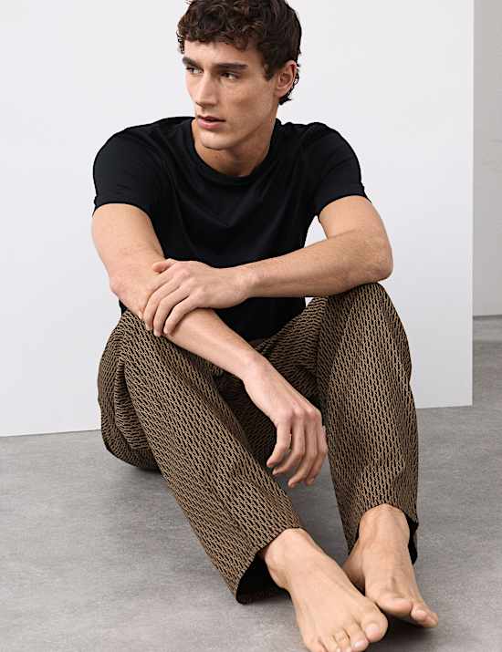 Bas de pyjama en coton à imprimé géométrique