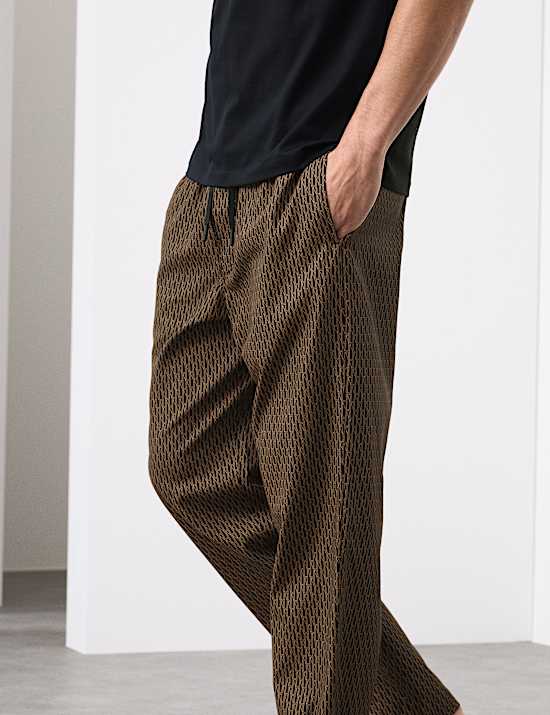 Bas de pyjama en coton à imprimé géométrique