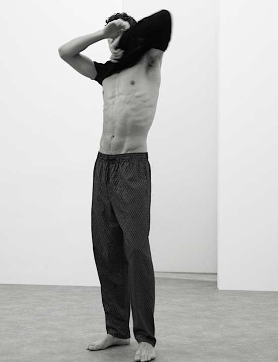 Bas de pyjama en coton à imprimé géométrique