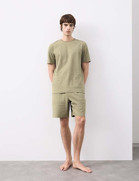Cotton Rich Jacquard Pyjama Shorts