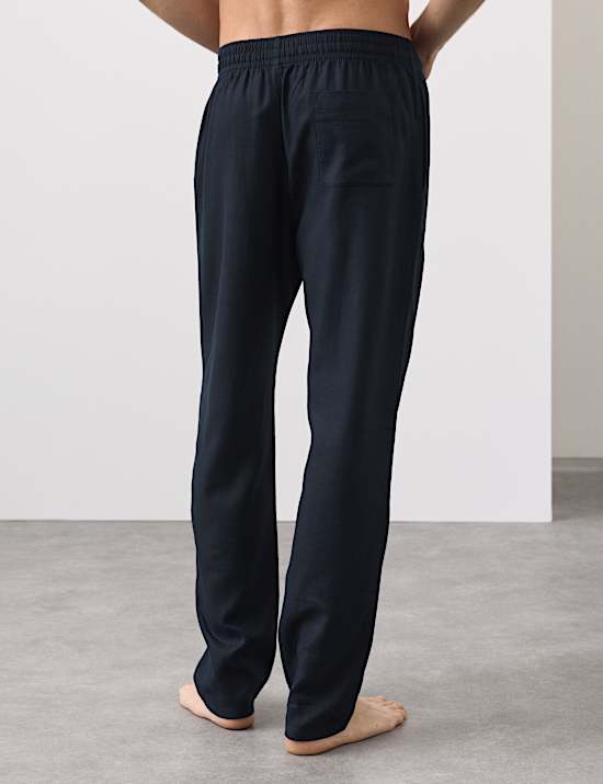 Pyžamov&eacute; kalhoty s vysok&yacute;m pod&iacute;lem lnu