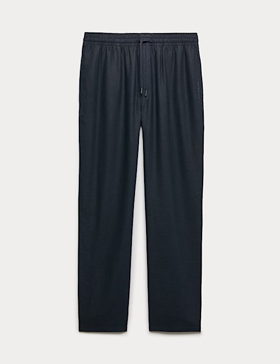 Pyžamov&eacute; kalhoty s vysok&yacute;m pod&iacute;lem lnu