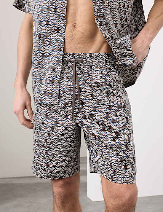 Cotton Rich Printed Pyjama Shorts