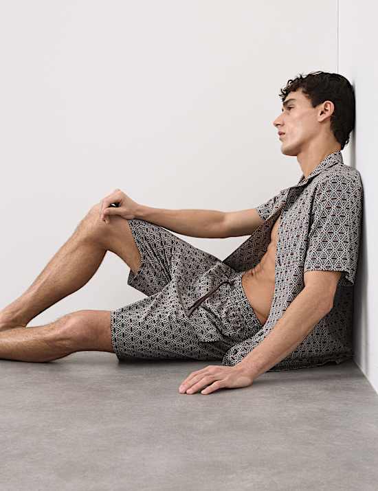 Cotton Rich Printed Pyjama Shorts