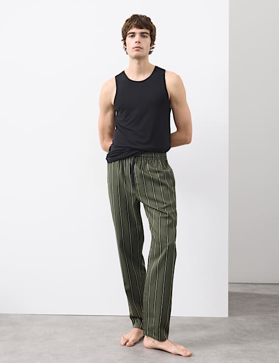 Pure Lyocell Slim Fit Striped Pyjama Bottoms