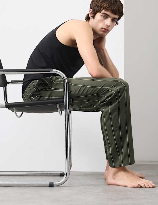 Pure Lyocell Slim Fit Striped Pyjama Bottoms
