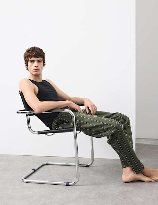 Pure Lyocell Slim Fit Striped Pyjama Bottoms