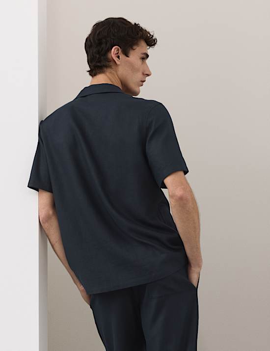 Linen Blend Revere Pyjama Top