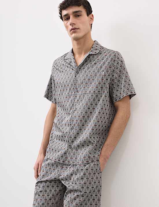 חולצת פיג'מה מבד עשיר בכותנה בהדפס