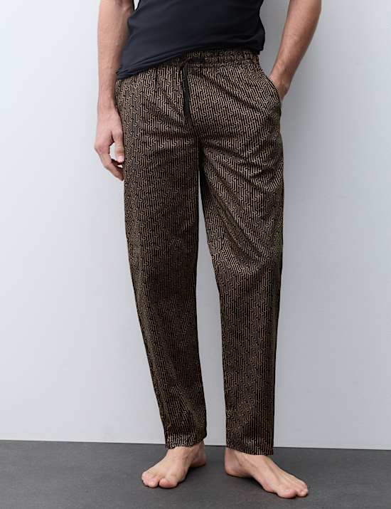 Cotton Rich Geometric Print Elasticated Pyjamas Bottoms