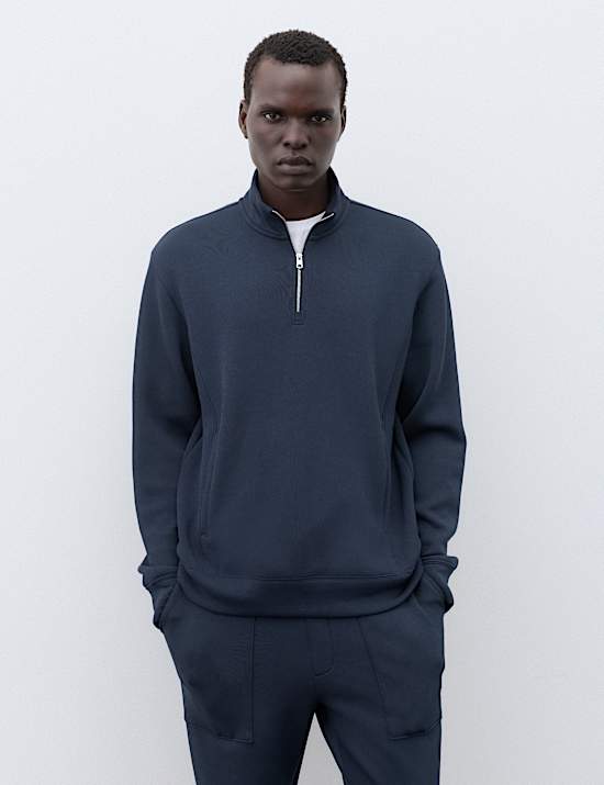 Modal Rich Scuba Half Zip Funnel Neck Top