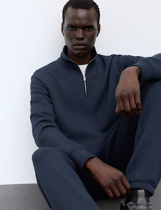 Modal Rich Scuba Half Zip Funnel Neck Top