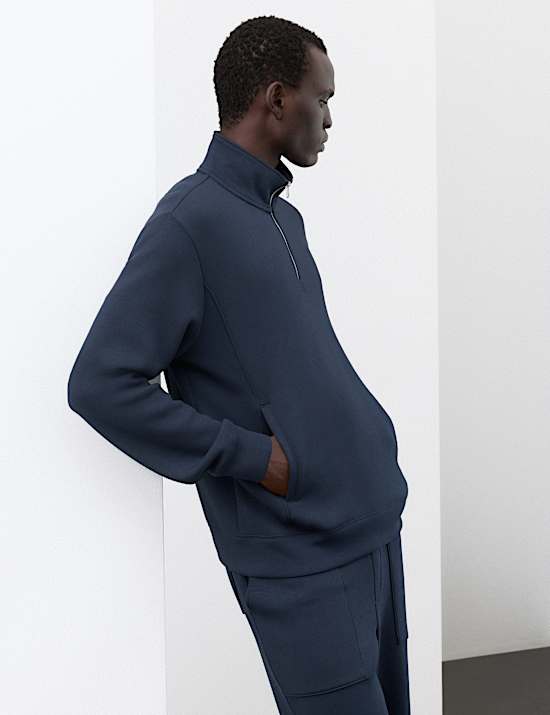 Modal Rich Scuba Half Zip Funnel Neck Top
